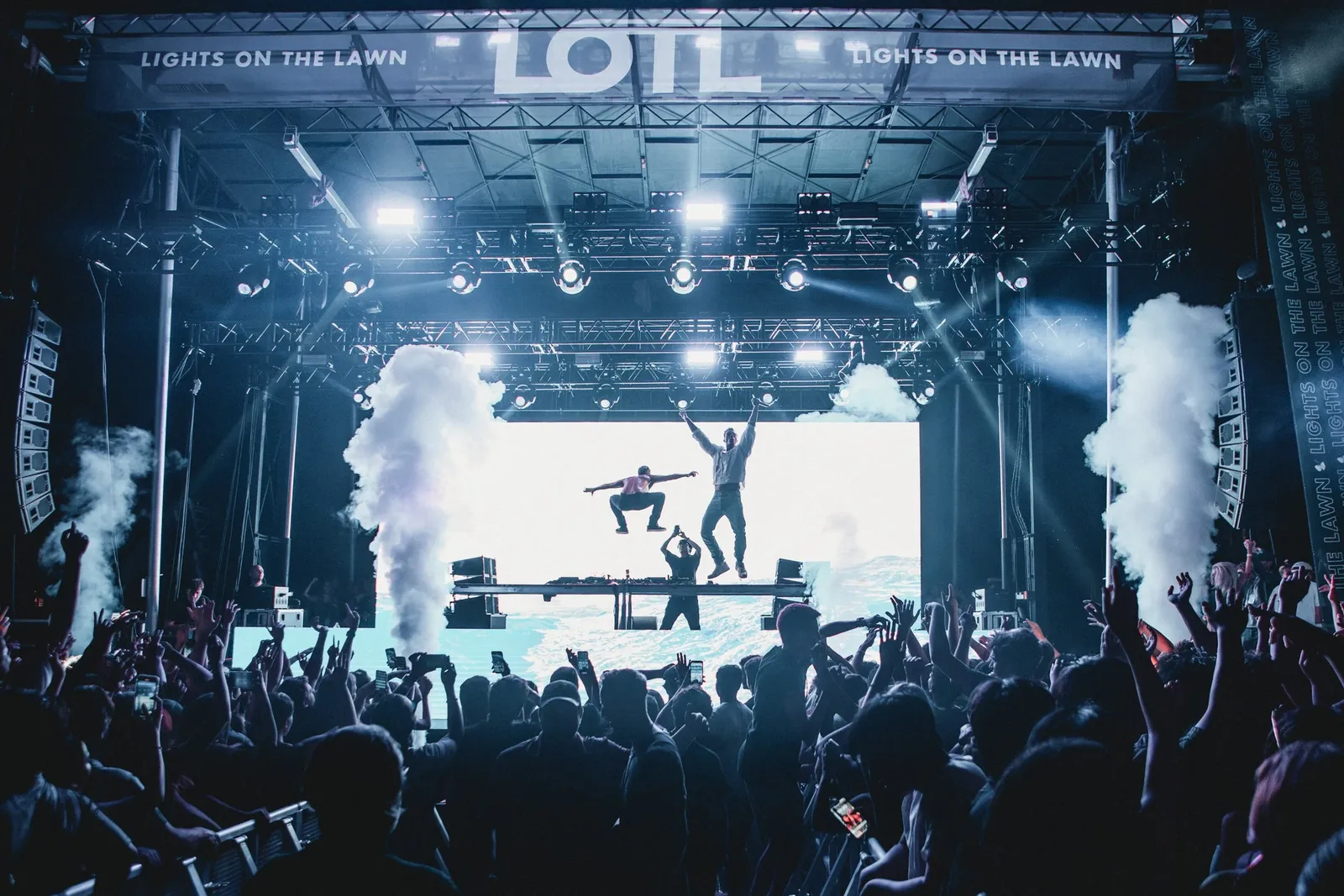 The Lights on the Lawn main stage at night